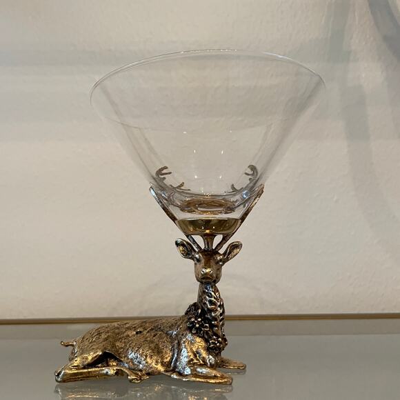 Gold Stag Reindeer Martini Glasses 7.5oz Set of 2 Christmas Holiday Barware New - Picture 13 of 15